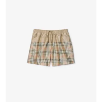 Badshorts med rutmönster i ton-i-ton