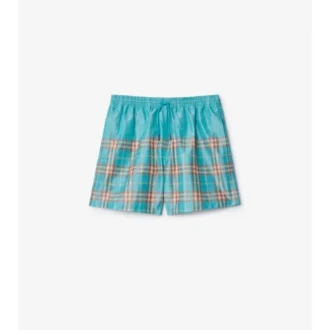 Badshorts med rutmönster i ton-i-ton