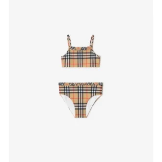 Bikini med volangkant och rutmönster