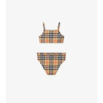 Bikini med volangkant och rutmönster