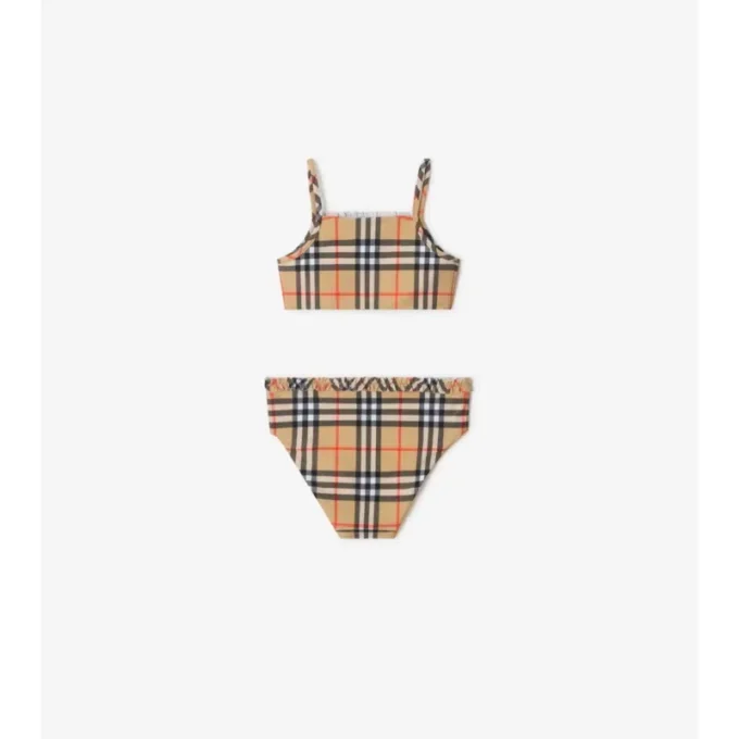 Bikini med volangkant och rutmönster Bikini med volangkant och rutmönster