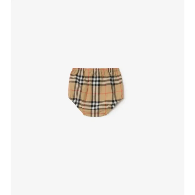 Bomullsklänning med rutmönster och bloomers Bomullsklänning med rutmönster och bloomers