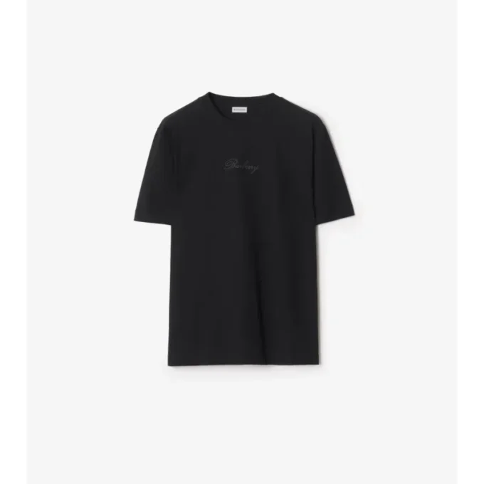 Bomullst-shirt med kursivt logotypmönster Bomullst-shirt med kursivt logotypmönster