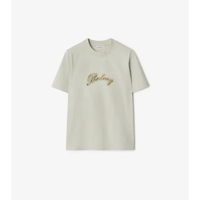 Bomullst-shirt med kursivt logotypmönster Bomullst-shirt med kursivt logotypmönster
