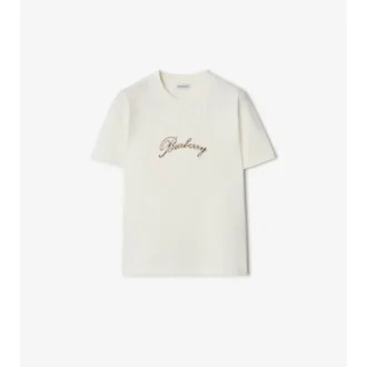 Bomullst-shirt med kursivt logotypmönster