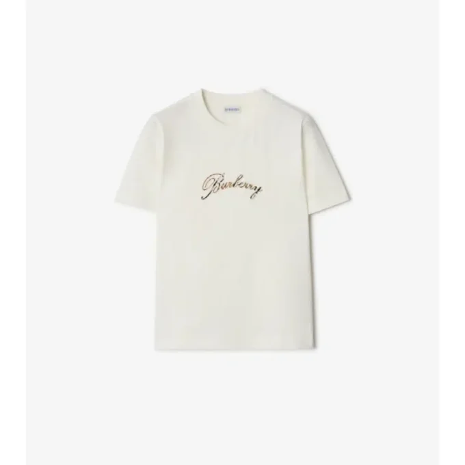 Bomullst-shirt med kursivt logotypmönster Bomullst-shirt med kursivt logotypmönster