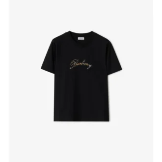Bomullst-shirt med kursivt logotypmönster