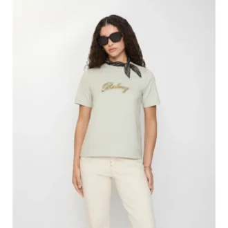 Bomullst-shirt med kursivt logotypmönster