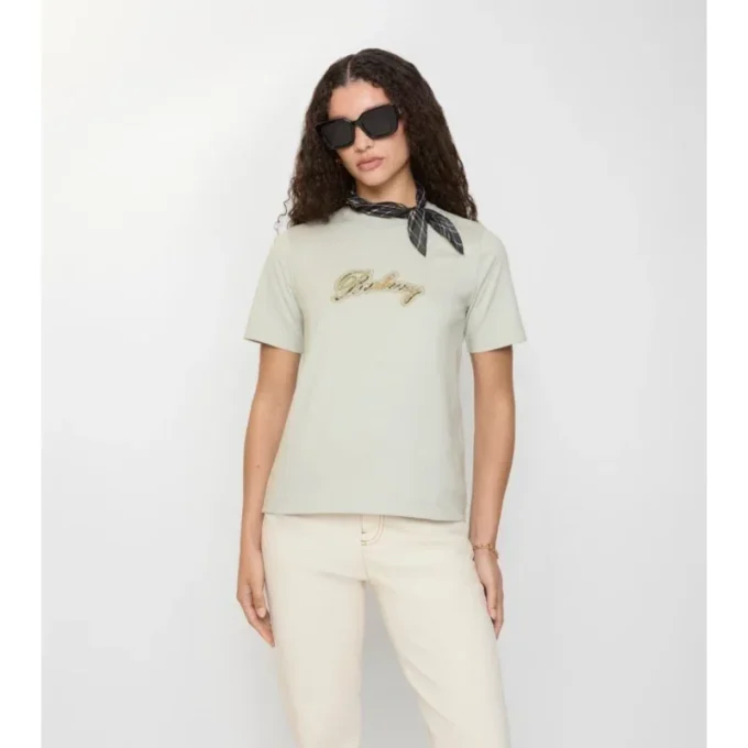 Bomullst-shirt med kursivt logotypmönster Bomullst-shirt med kursivt logotypmönster