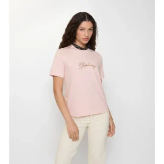 Bomullst-shirt med kursivt logotypmönster