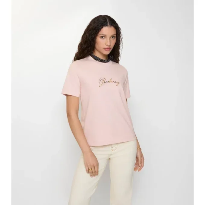Bomullst-shirt med kursivt logotypmönster Bomullst-shirt med kursivt logotypmönster