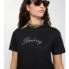 Bomullst-shirt med kursivt logotypmönster Bomullst-shirt med kursivt logotypmönster