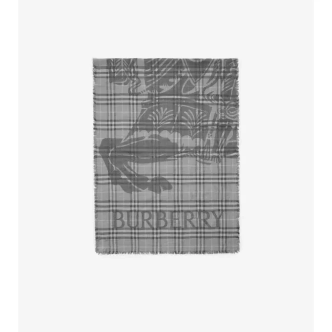 Bred EKD Check-sjal i ull och silke Bred EKD Check-sjal i ull och silke