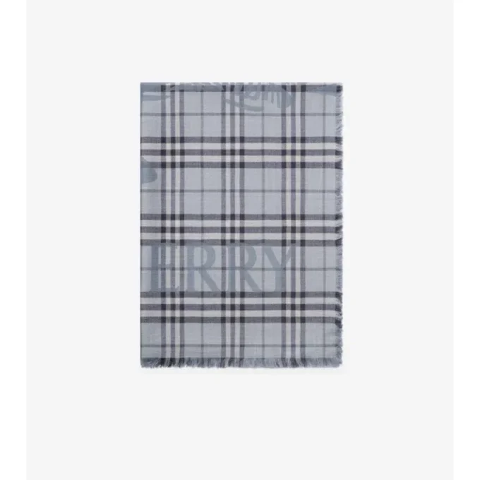 Bred EKD Check-sjal i ull och silke Bred EKD Check-sjal i ull och silke
