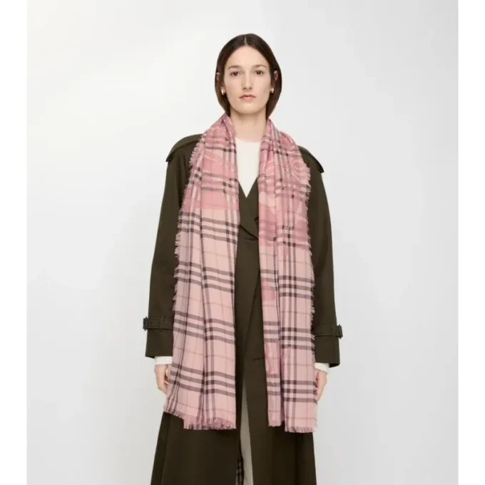 Bred EKD Check-sjal i ull och silke Bred EKD Check-sjal i ull och silke