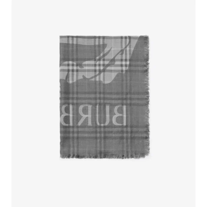 Bred EKD Check-sjal i ull och silke Bred EKD Check-sjal i ull och silke