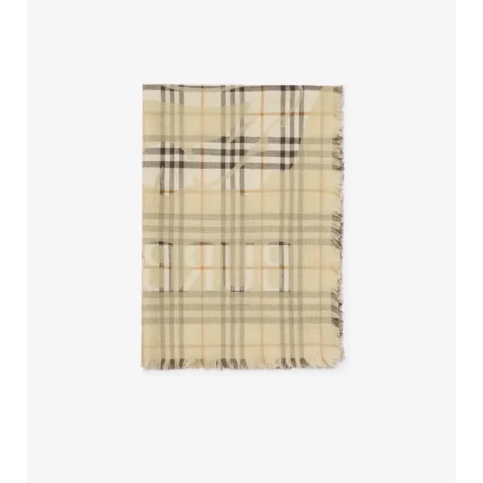 Bred EKD Check-sjal i ull och silke Bred EKD Check-sjal i ull och silke