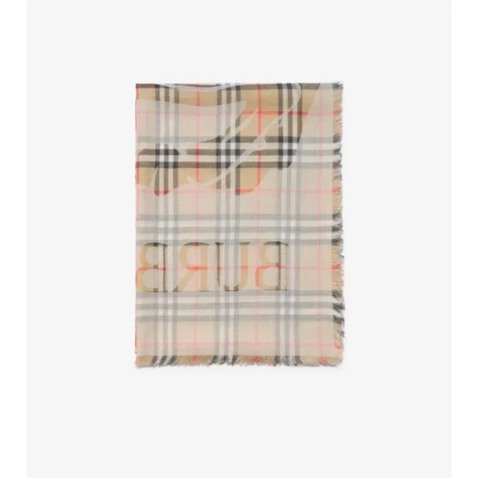 Bred EKD Check-sjal i ull och silke Bred EKD Check-sjal i ull och silke