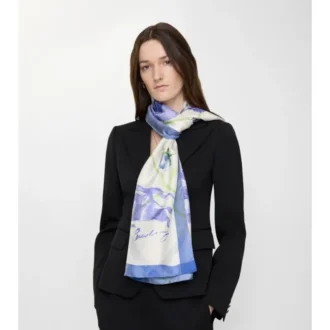 Bred silkescarf med akvarellmönster