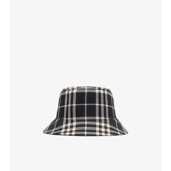 Bucket hat i bomull med rutmönster