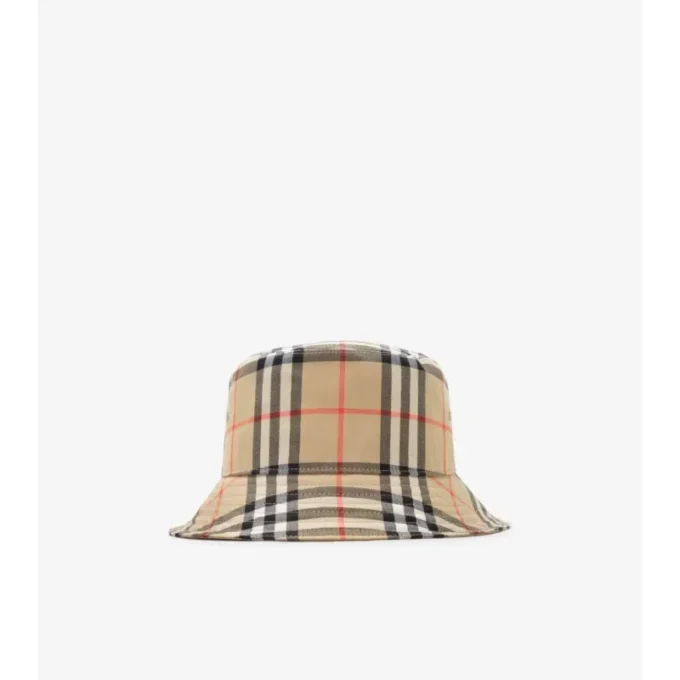 Bucket hat i bomull med rutmönster