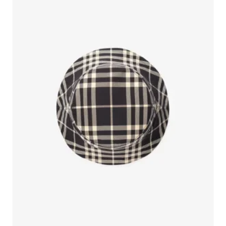 Bucket hat i bomull med rutmönster