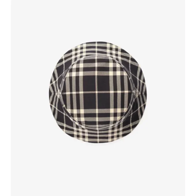 Bucket hat i bomull med rutmönster