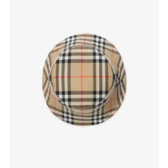 Bucket hat i bomull med rutmönster