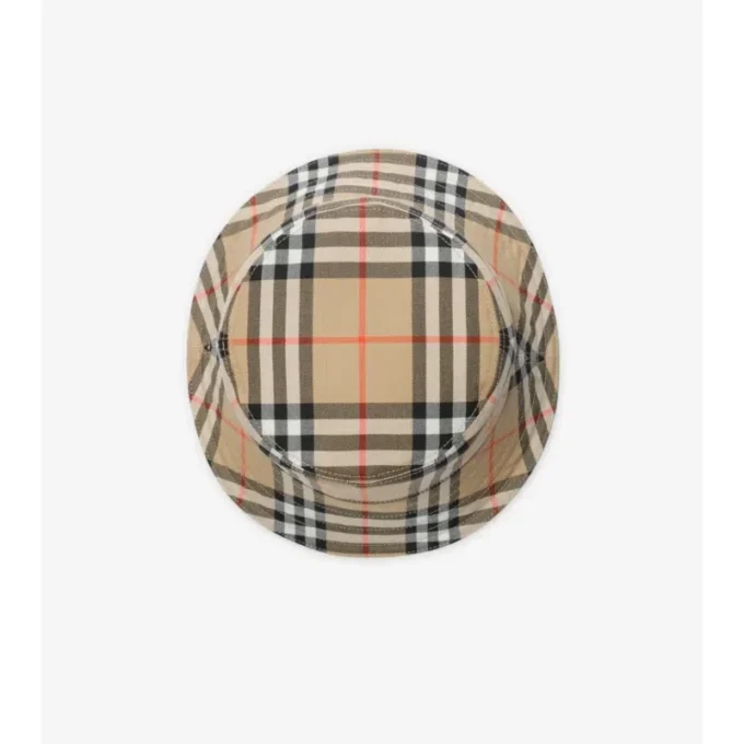 Bucket hat i bomull med rutmönster