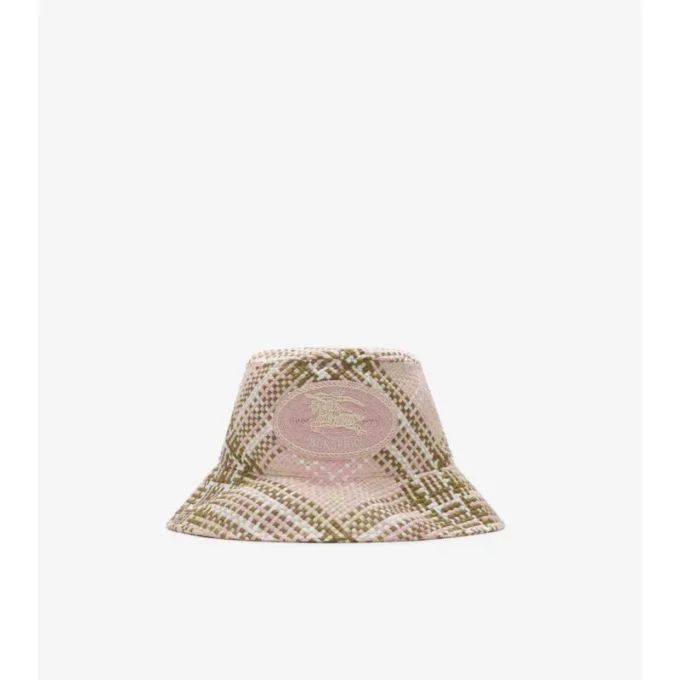 Bucket hat med raffiaeffekt och riddarstämpel Bucket hat med raffiaeffekt och riddarstämpel