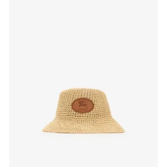 Bucket hat med raffiaeffekt och riddarstämpel