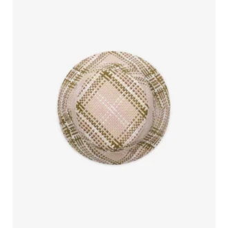 Bucket hat med raffiaeffekt och riddarstämpel