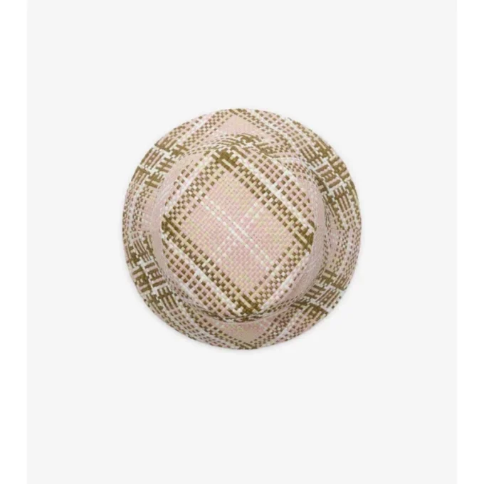 Bucket hat med raffiaeffekt och riddarstämpel Bucket hat med raffiaeffekt och riddarstämpel
