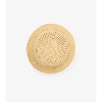 Bucket hat med raffiaeffekt och riddarstämpel