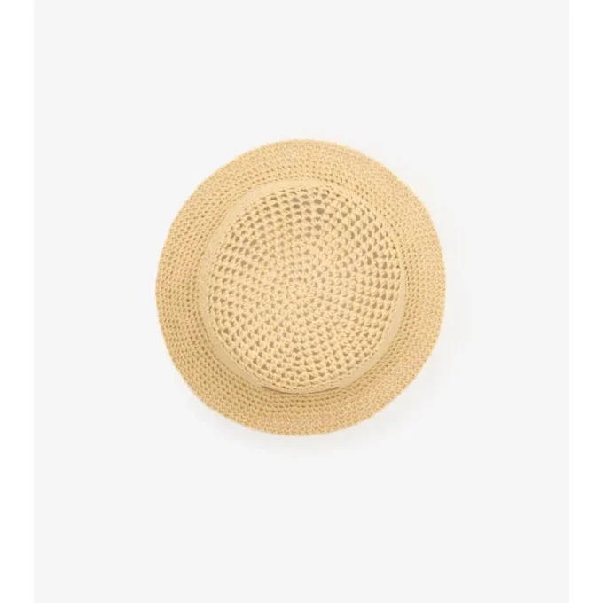 Bucket hat med raffiaeffekt och riddarstämpel Bucket hat med raffiaeffekt och riddarstämpel