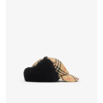 Check Wool Trapper Cap