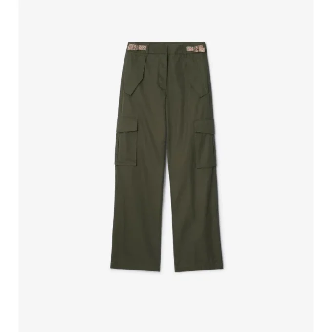 Gabardine-cargobyxor med rutmönster Gabardine-cargobyxor med rutmönster
