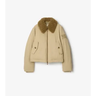 Gabardinejacka med shearlingkrage