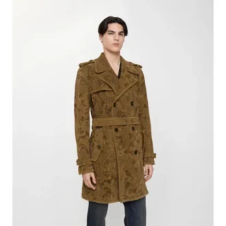 Halvlang Lawshall-Trench Coat i paisley-mönstrat mocka