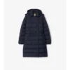 Halvlang pufferjacka i nylon med huva Halvlang pufferjacka i nylon med huva