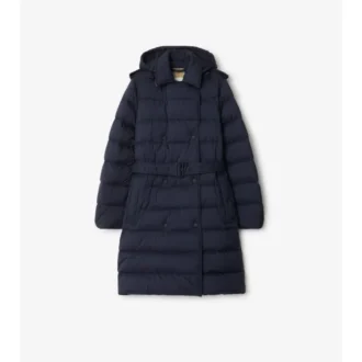 Halvlang pufferjacka i nylon med huva