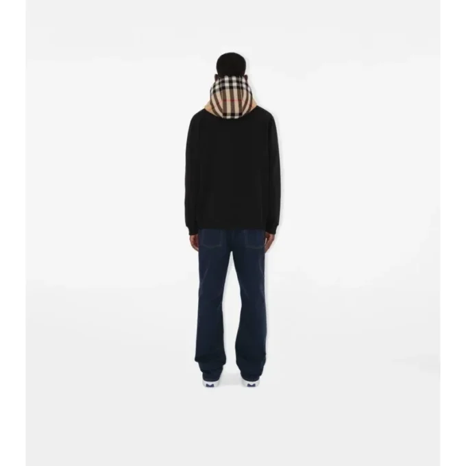 Hoodie i bomull med dragkedja och rutmönster Hoodie i bomull med dragkedja och rutmönster