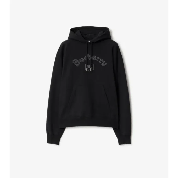 Hoodie i bomull med gotisk logotyp Hoodie i bomull med gotisk logotyp