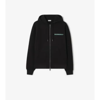Hoodie i bomull med Heritage-logotyp och dragkedja