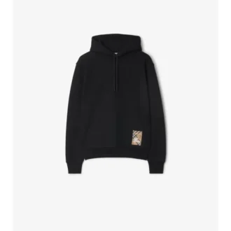 Hoodie i bomull med rutmönster