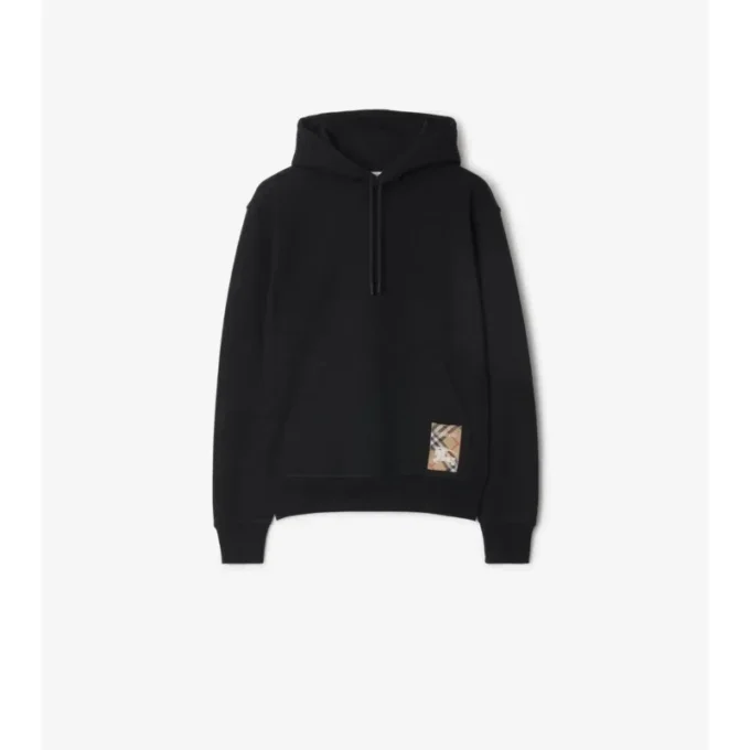 Hoodie i bomull med rutmönster Hoodie i bomull med rutmönster