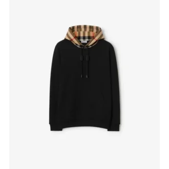 Hoodie i bomull med rutmönster Hoodie i bomull med rutmönster