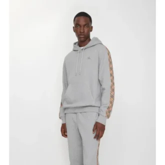 Hoodie i bomull med rutmönster Hoodie i bomull med rutmönster