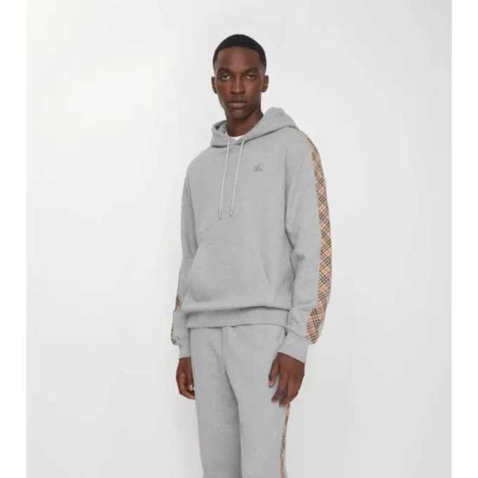 Hoodie i bomull med rutmönster Hoodie i bomull med rutmönster
