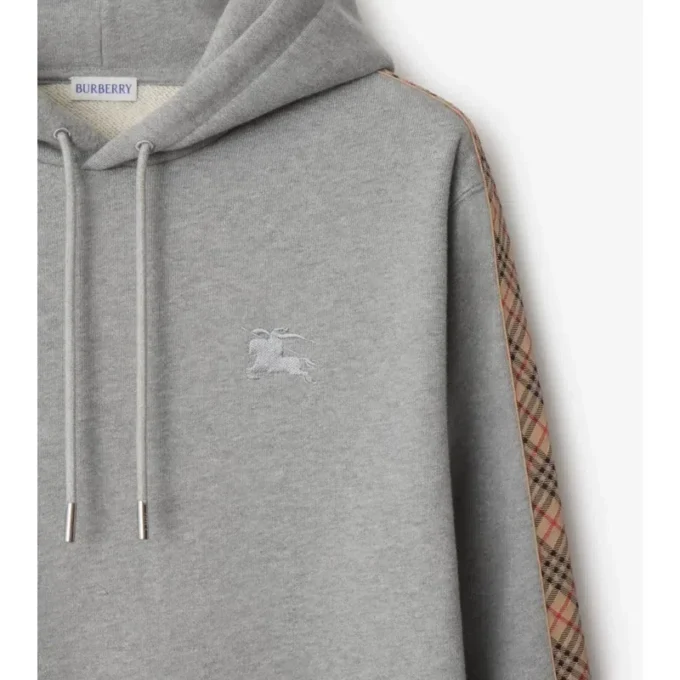 Hoodie i bomull med rutmönster Hoodie i bomull med rutmönster